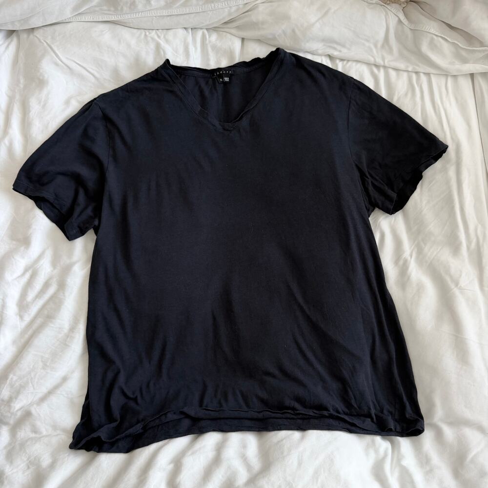 Theory Navy Blue Men's Classic V-Neck Tshirt Soft Size XL